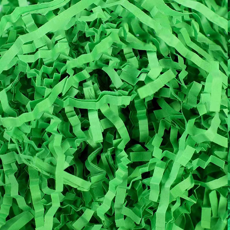 Colorful Crinkle Cut Shredded Paper Filler Green Grass Raffia