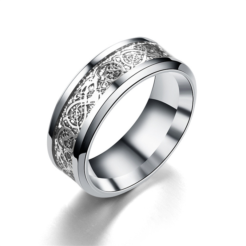Men's Stylish Dragon Pattern Stainless Steel Ring