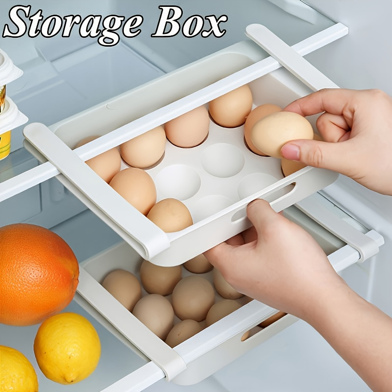 

1/2pcs 12 Lattices Drawer Egg Rack For Fridge, Refrigerator Storage Rack, Egg Storage Organizer, White