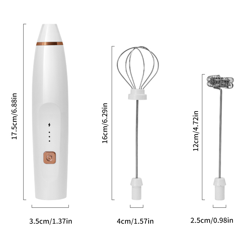 Mousseur à café portatif 1pc, mousseur à main rechargeable par USB, avec 2 fouets en acier inoxydable, mousseur à lait portatif réglable à 3 vitesses pour cappuccinos, chocolat chaud, milkshakes, mélange dœufs détails 7