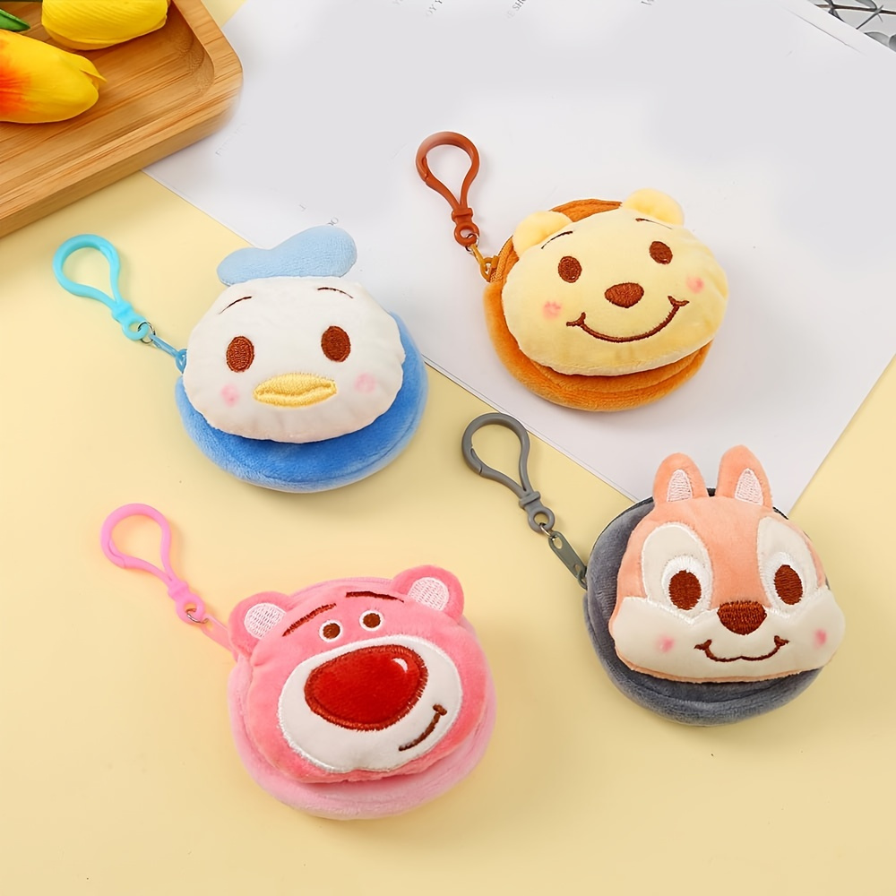 Portable Cartoon Covered with Shy Bear Plush Doll Puppet Keychain Girl Coin Purse Red Envelope Wallet Children's Purse