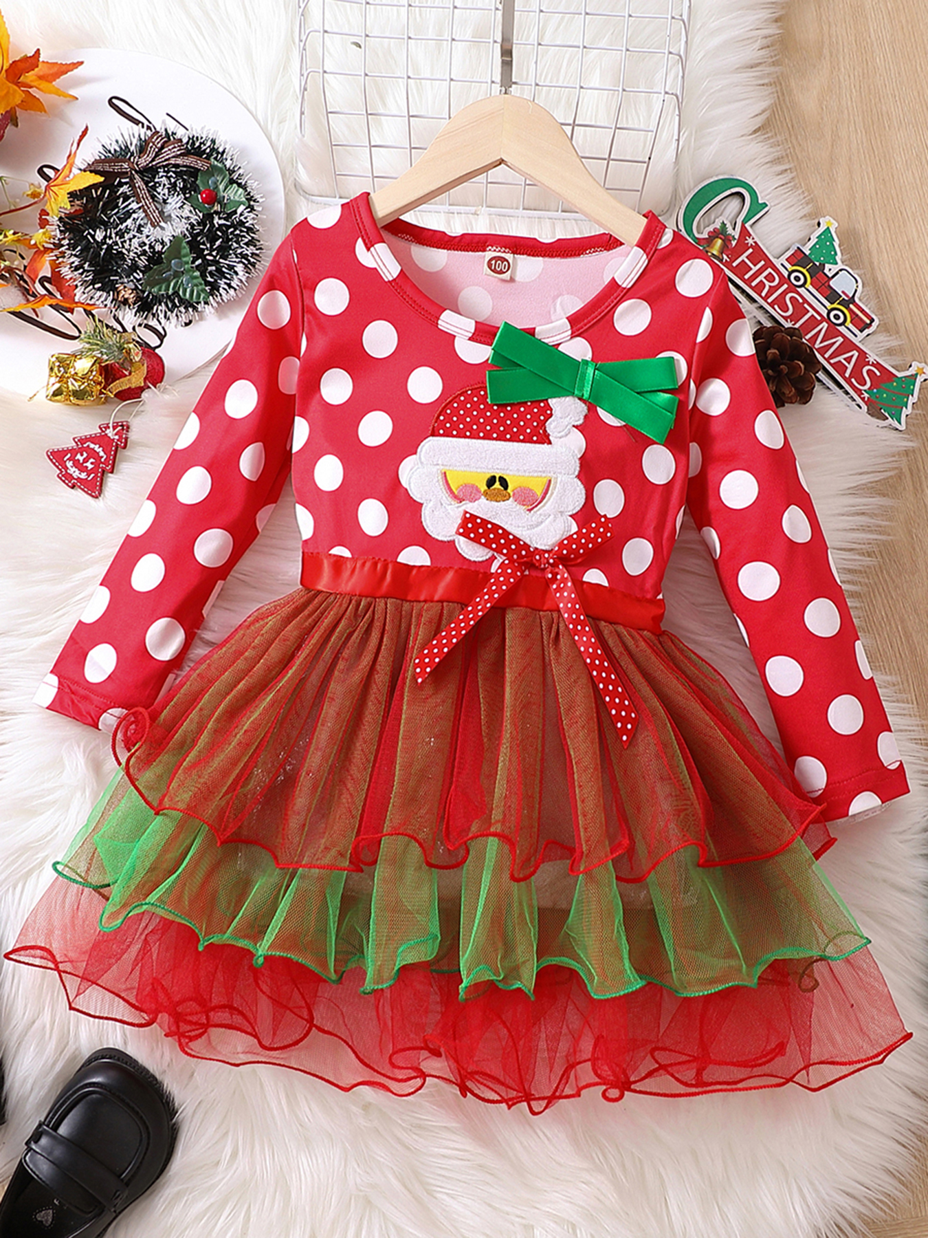 Little Toddler Baby Girl Christmas Outfits Red Plaid Ruffle Sleeve Dress  Princess Lace Tutu Dresses Xmas Party Clothes 