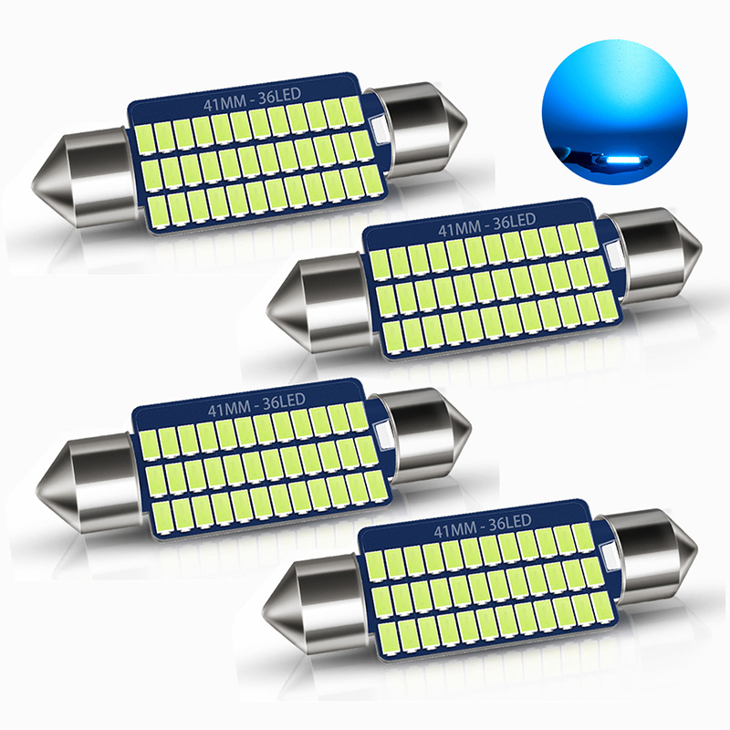 4 pièces Voiture Ampoule LED , 41mm/42mm 211-2 578 212-2 Porte Ampoule LED  Voiture Feston Intérieur Carte , Dôme , , , Bleu DC12V, Mode en ligne