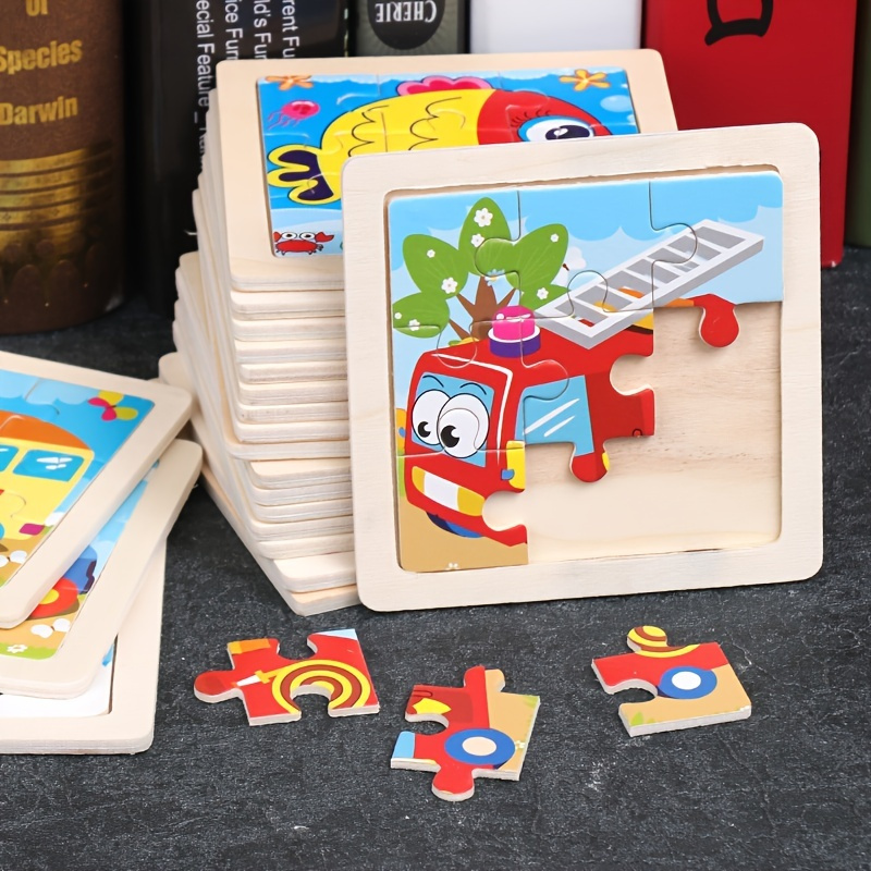 

6pcs/set Wooden Jigsaw Puzzles For Kids 2-5 Years Old, Animals Vehicles Puzzles For Toddlers, Educational Preschool Learning Toys For Children Boys And Girls, Puzzle Toys And Halloween/christmas Gift