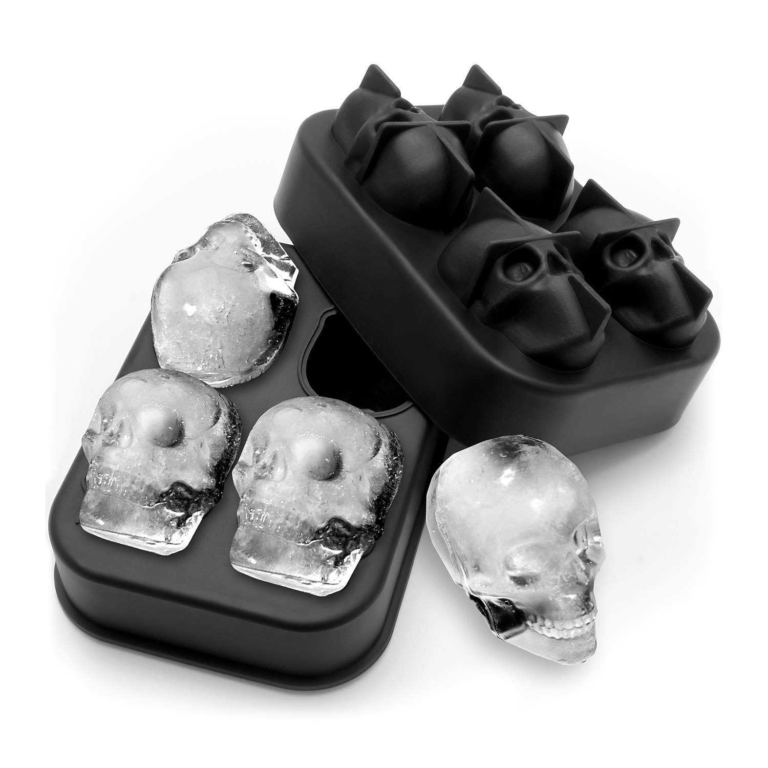 Heytea Large Skull Ice Mold 4 Cavity Silicone Skull Ice Maker