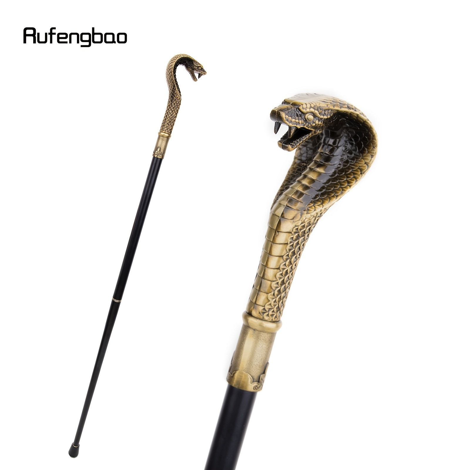 

Bronze Luxury Cobra Head Handle Gentleman's Walking Stick For Party Decorative, Walking Cane Elegant Crosier Knob Stick 93cm/36.61''