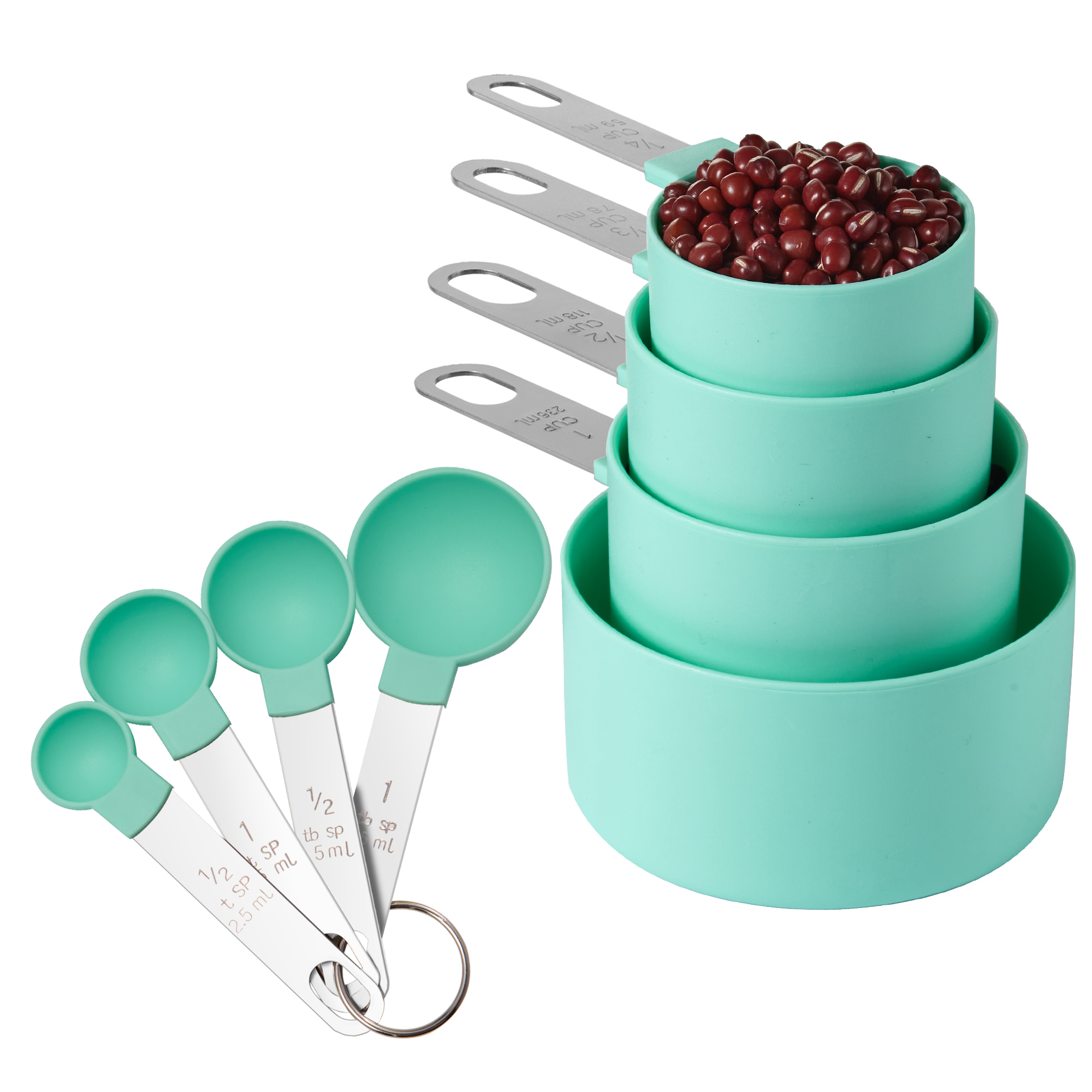 Chef Craft 8pc Plastic Measuring Cups & Spoons Set - 1/4 tsp, 1/2 tsp, 1  tsp, 1 tbsp, 1/4 cup, 1/3 cup, 1/2 cup and 1 cup Sizes