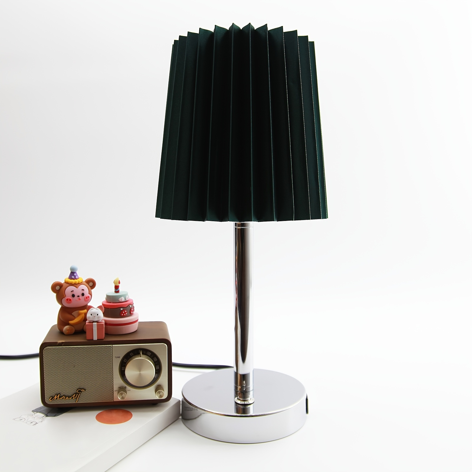 1pc Bedside Lamp Study Lamp Dark Green Lamp Shade Usb Charging Port