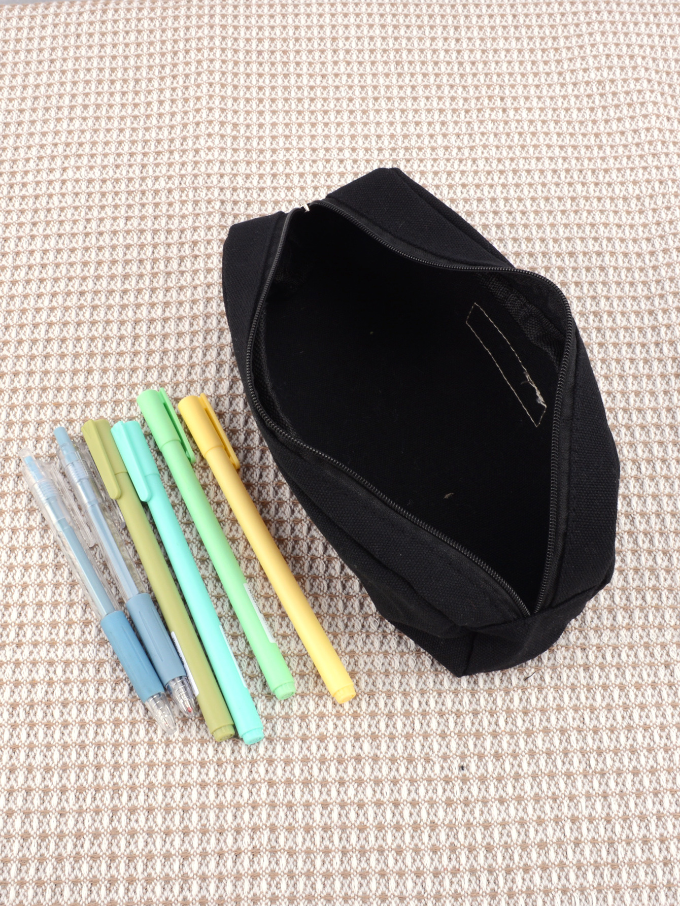 1pc Solid Color Simple Pencil Case Pencil Box Stationary Organizing Bag