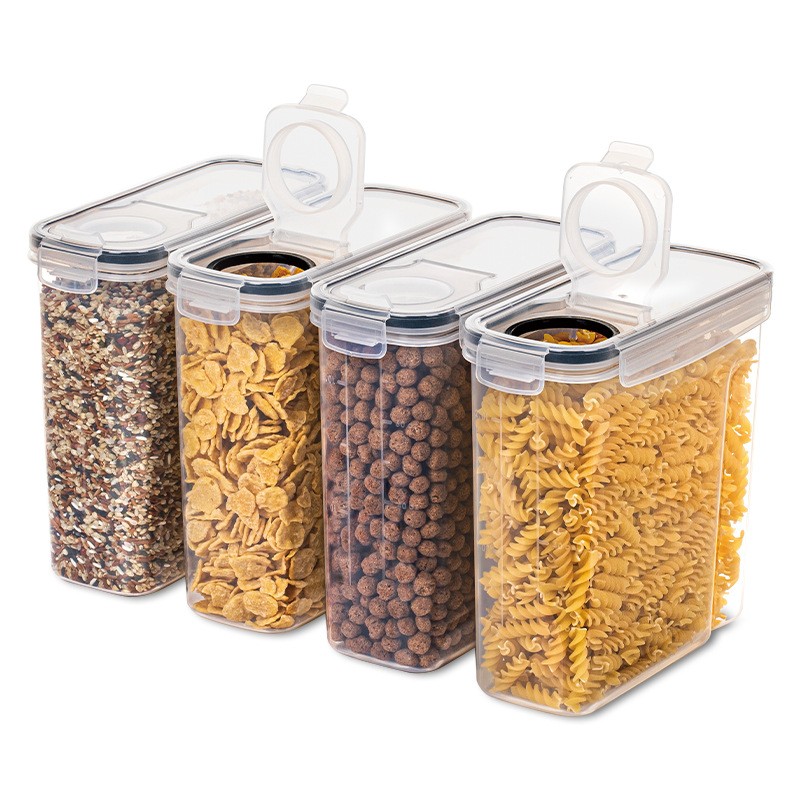 Tradineur - Recipiente de plástico reutilizable con tapa, bote de  almacenaje, pasta, legumbres, cereales, frutos secos, café, fa