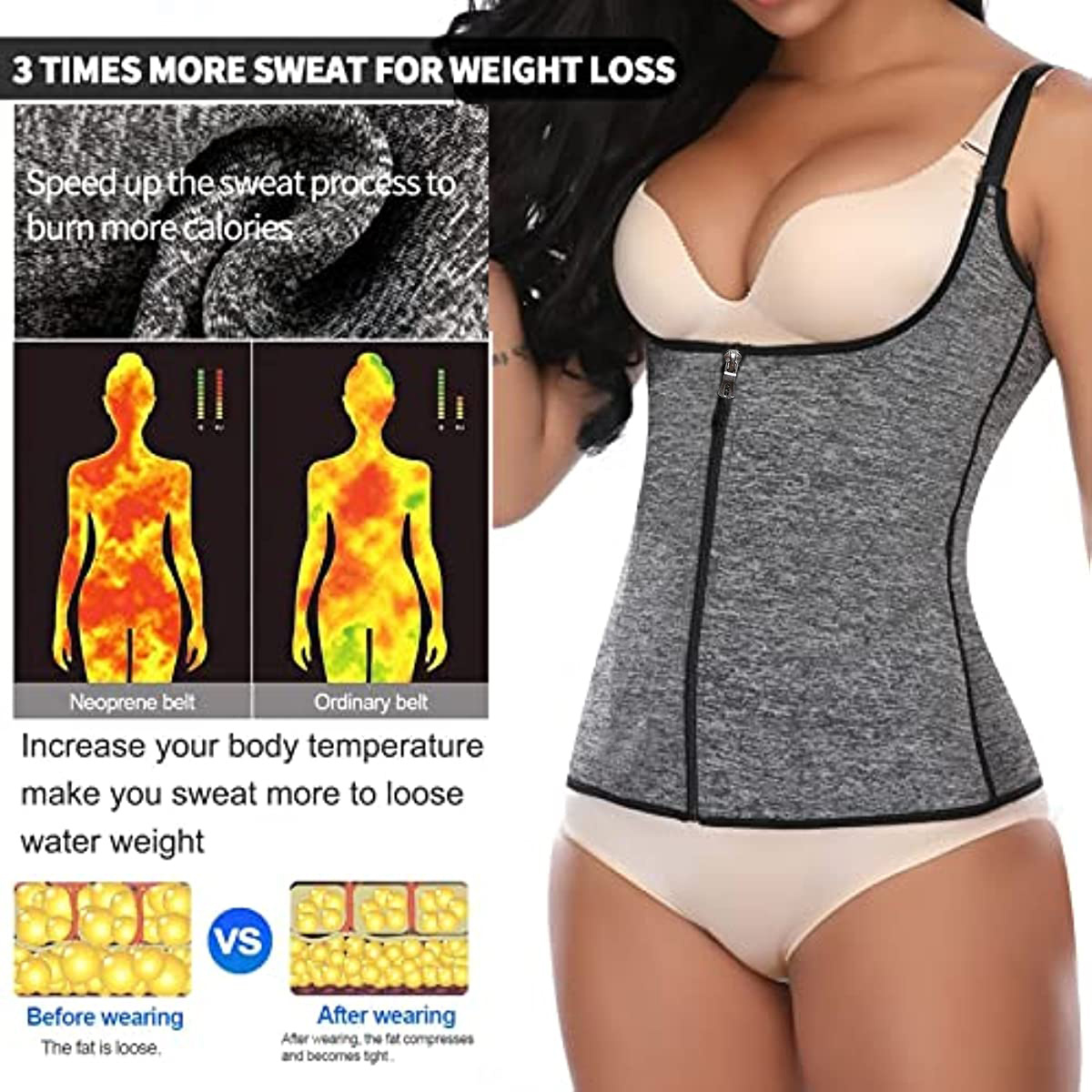 Entrenador de cintura para mujer, chaleco de neopreno para sauna, moldeador  de cuerpo, entrenamiento de sudor caliente, cinturón adelgazante de recupe