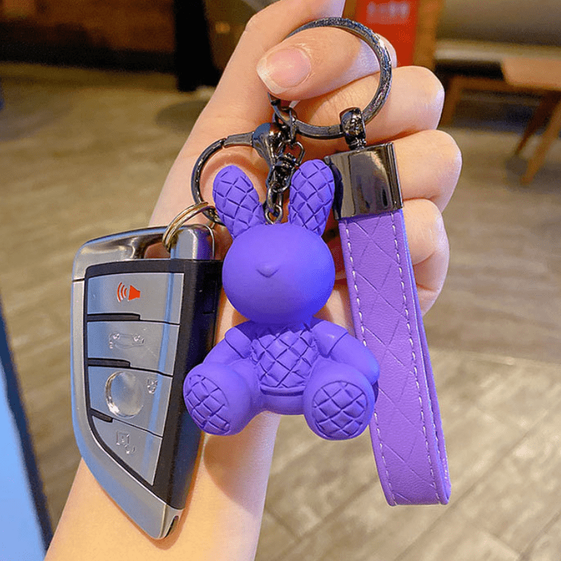Car Key Chain 3d Cute Cartoon Rabbit Design Pendant Car Key - Temu