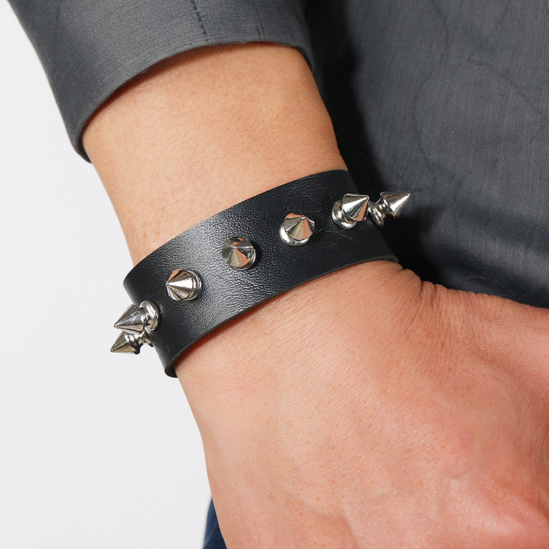 Punk Style Rivets Leather Bracelet