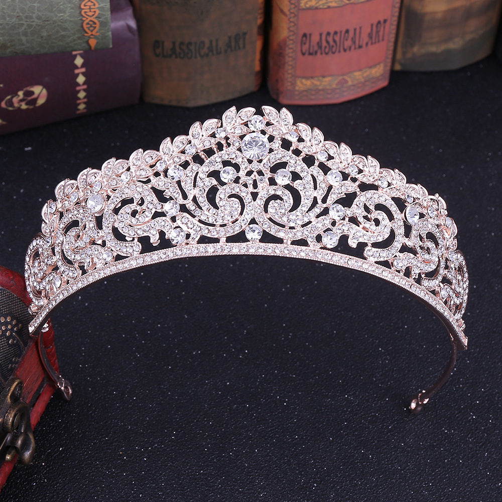 Corona dorada de reina para mujer, tiaras y coronas de boda con diamantes  de imitación, diadema de tiara de cumpleaños, accesorios para el cabello