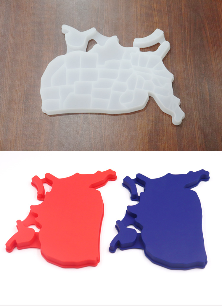 Reusable USA Map Shape Silicone Ice Cube Tray Mold for Freezer