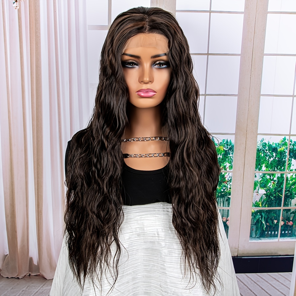 Synthetic Hair Wig Lace Chemical Fiber Small T Part Head Cover Long