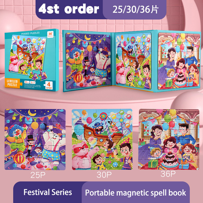 Garçon Fille 1 pièce Livre Enfants Repliable Trois En Un Magnétique puzzle  Avec Dessin Animé Pour Éducation Précoce , Âge 3-6 Et, Mode en ligne