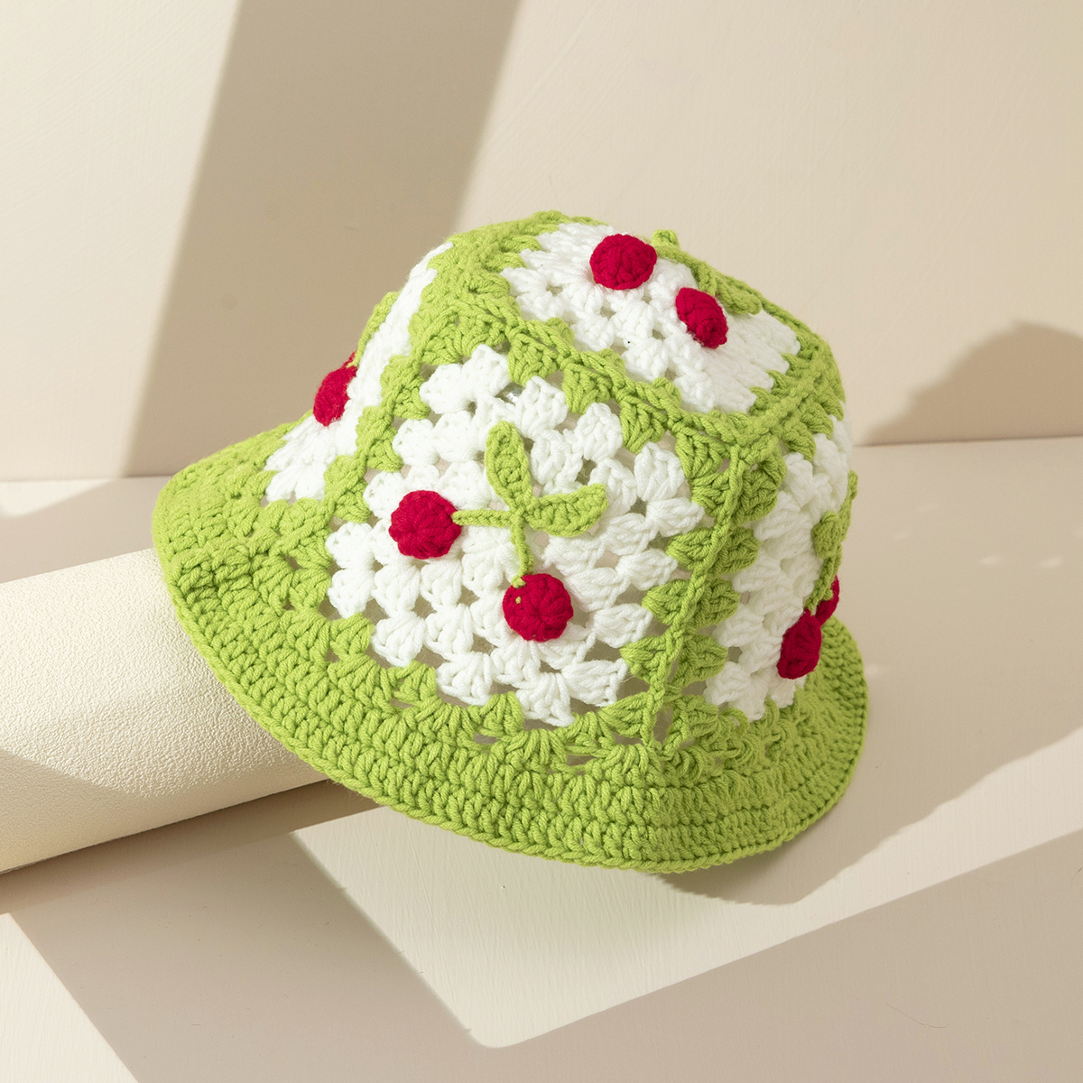 Cherry Pattern Bucket Hat Kawaii Crochet Hat Breathable - Temu