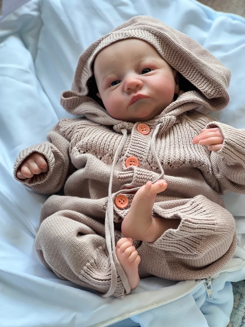 20inch Already Finished Painted Bebe Reborn Doll Raven Lifelike 3D Skin  Visible Veins with Root Hair