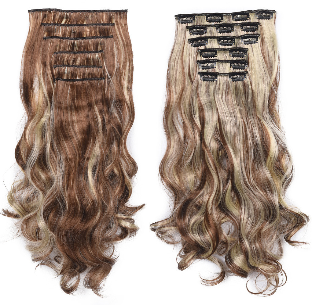 Wavy Curly Hair Extensions 16 Clip In Synthetic Fiber Hair - Temu Canada