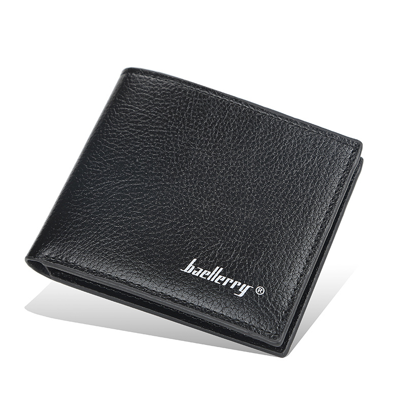 1pc Men's Short Thin Wallet Soft Leather Patterned Wallet