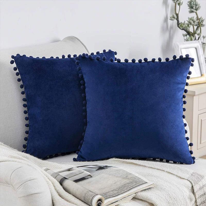 Throw Pillow Cover 18x18 Inch Pleated Decorative Soild Soft Velvet Cushion  Case