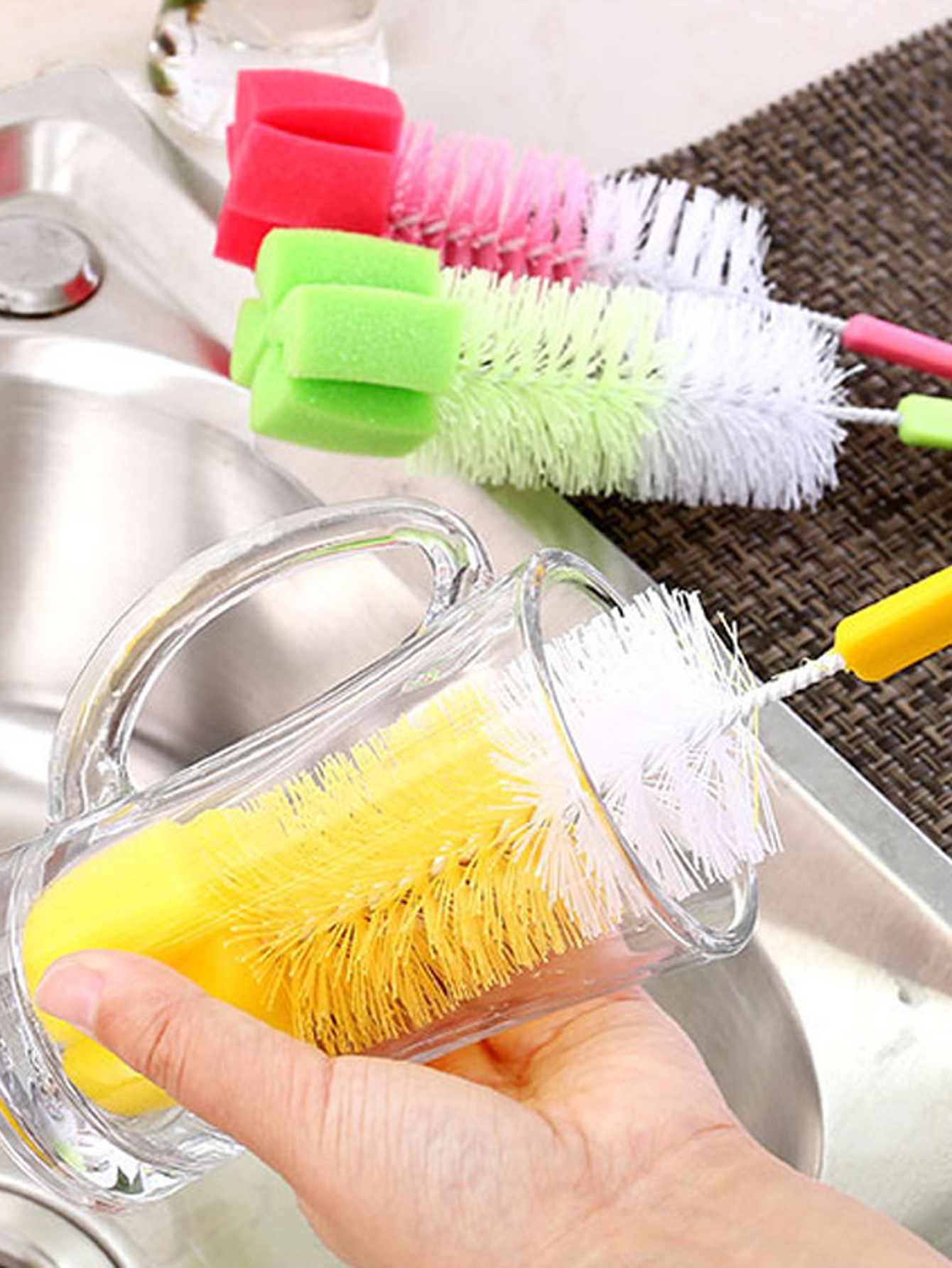 3in1 Cup Lid Brush Multifunctional Cup Bottle Brush Kitchen Tableware  Tools,Suitable for Various Bottle Mouths and Some Difficult to Parts