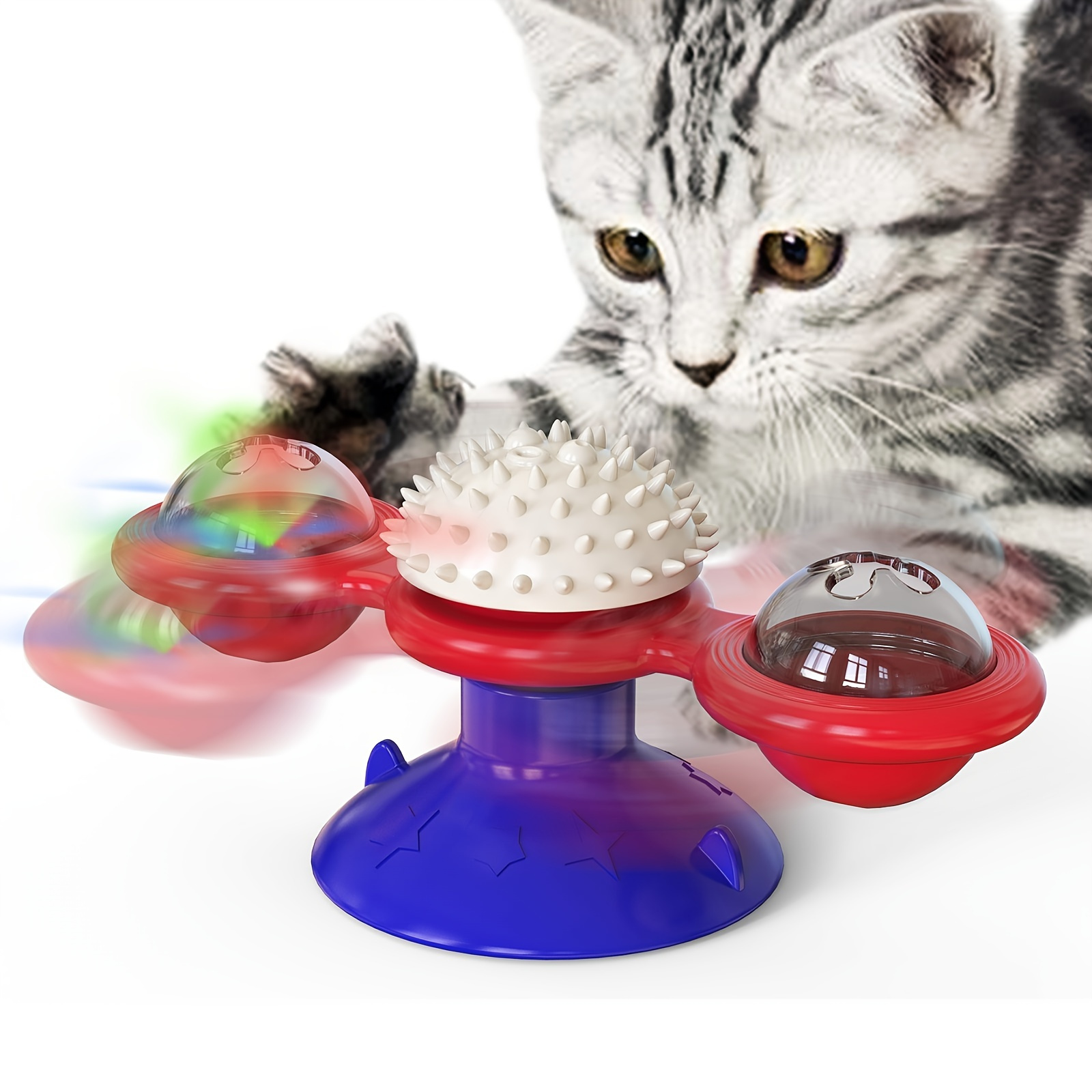 Cat Toys, Windmill Leaking Food Toy Interactive Cat Toys For Indoor Cats  With Suction Cupcat Spring Cat Bell Ball