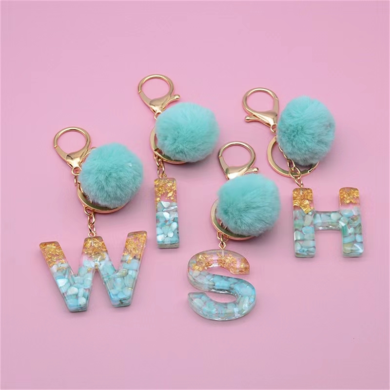 Initial Letter Keychain English Alphabet Keyring Holder Ball Temu