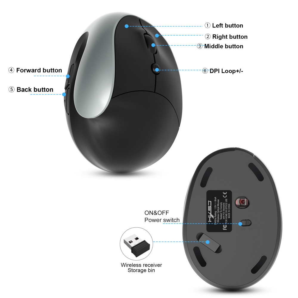 Ergonomic Mouse Wireless Rechargeable Vertical Mouse - Temu