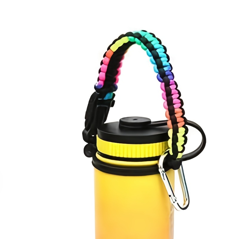 Water Bottle Handle for Hydro Flask and Other Wide Mouth Bottles, Paracord Strap Carrier for 12oz to 64oz Bottle, Bottle Accessories with Fire