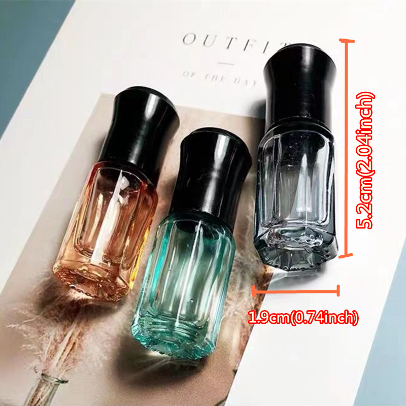 3pcs Empty Glass Roller Bottles Portable Glass Roll on Bottles With Roller Ball And Lid Travel Cosmetic Container Storage