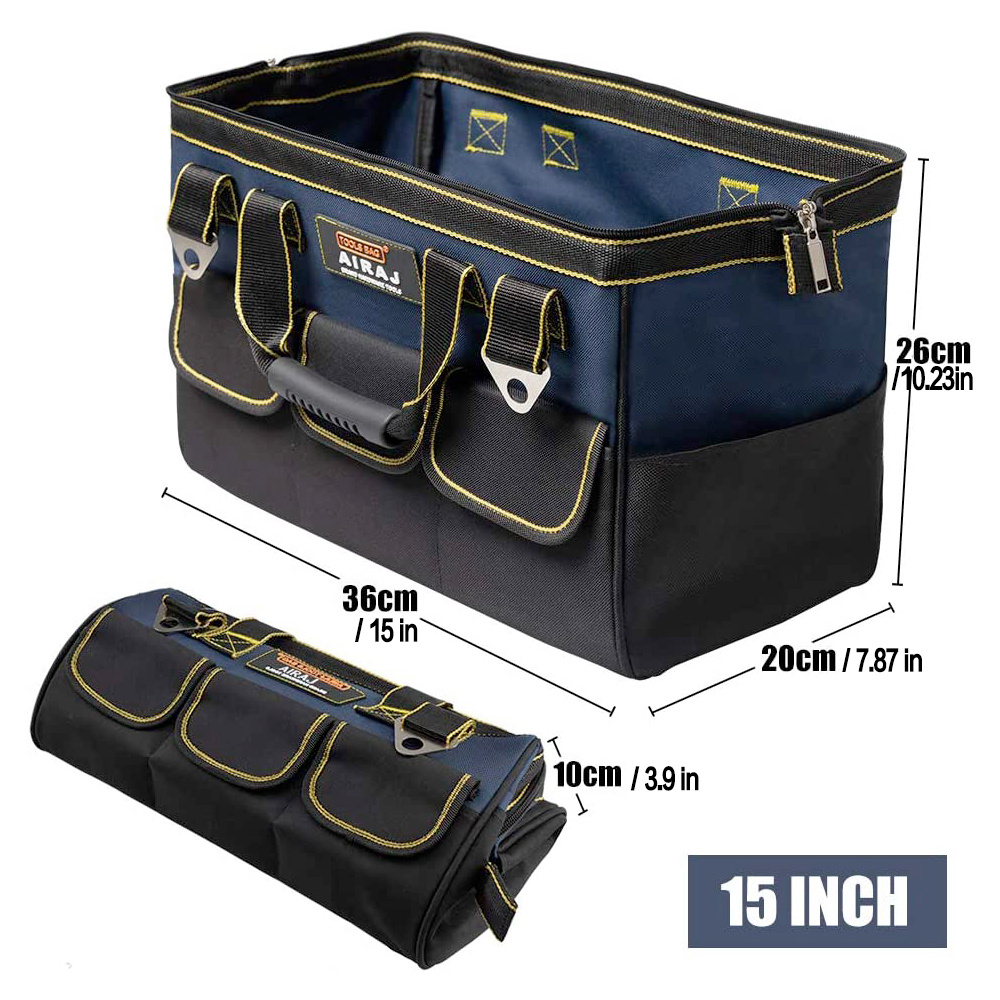 15 Inch Tool Bag With16 Pockets, Foldable Close Top Wide