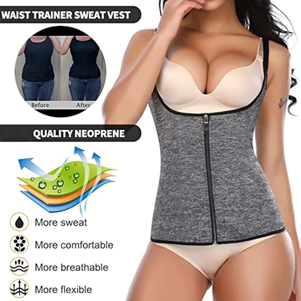  Hioffer Sauna Sweat Vest For Women Workout Tank Top Slimming  Polymer Sauna Suit Waist Trainer Shirt Fitness Body Shaper : Clothing,  Shoes & Jewelry