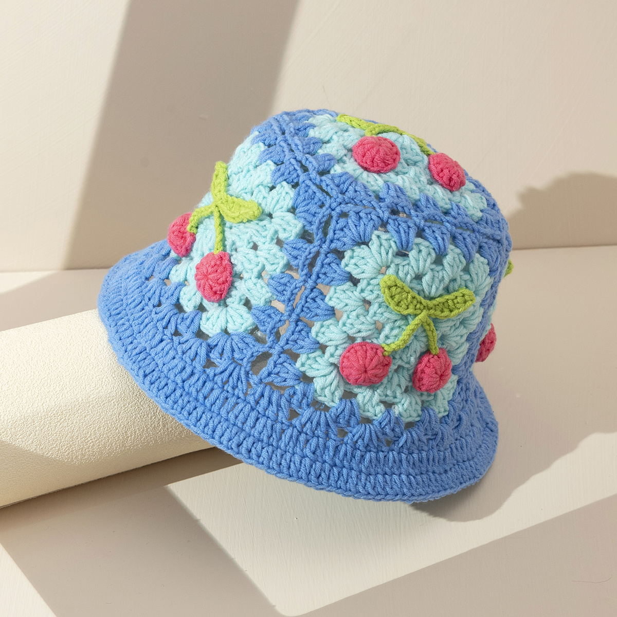 Cherry Pattern Bucket Hat Kawaii Crochet Hat Breathable - Temu