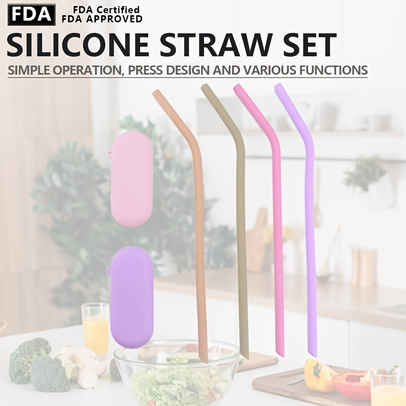 Silicone Drinking Straws, Large Straight Straw, Reusable Silicone Straws,  Random Color - Temu