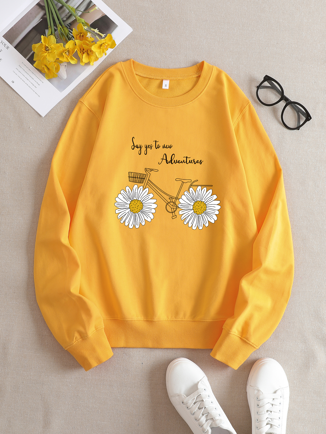 Aesthetic discount yellow sweatshirt