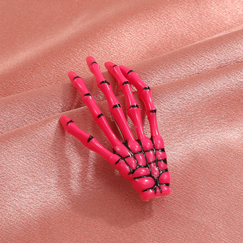 Pink Rose Skel Hand Clip