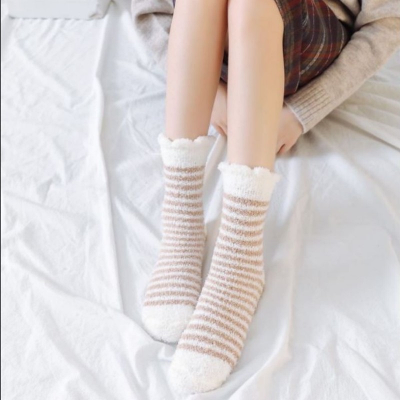 Yamobi 4 Paar Damen Fuzzy Socken - Flauschige Wollsocken Mit Schleife