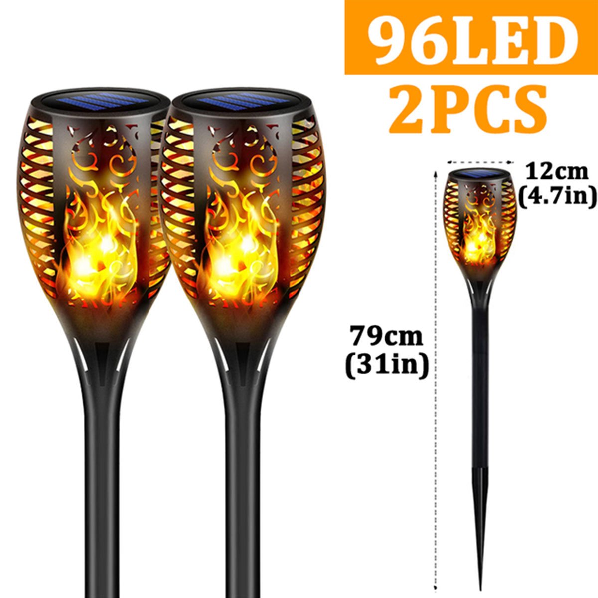12 33 96led Outdoor Solar Torch Light Ip65 Waterproof Flashing Flame ...