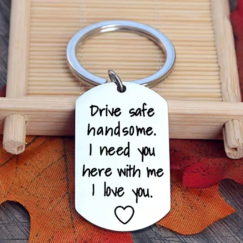 Stainless Steel Drive Safe Keychain Keyring Engrave Gift For Husband  Boyfriend