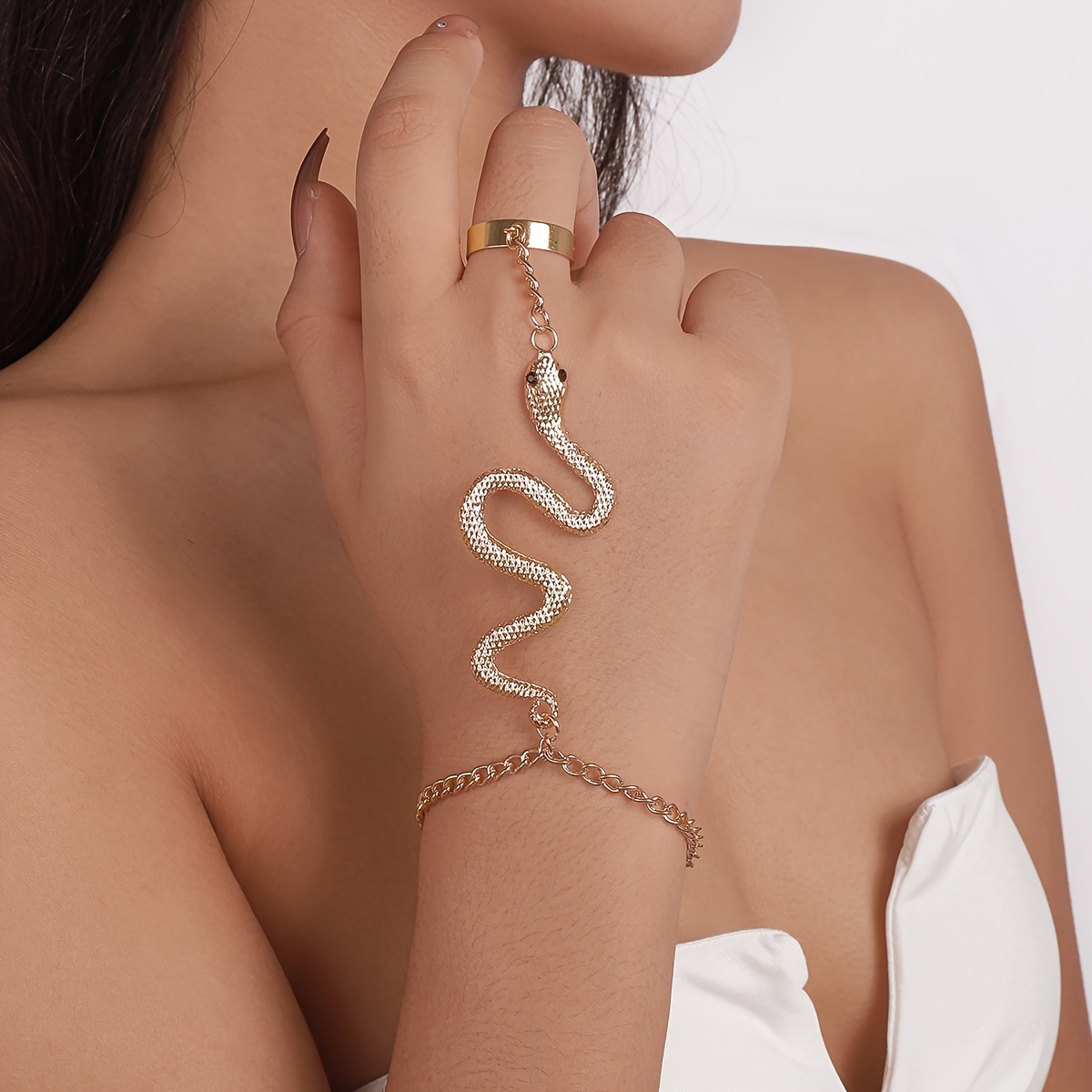 925 Silver Gold Snake Winding Bangle Bracelet Women Cubic Zirconia