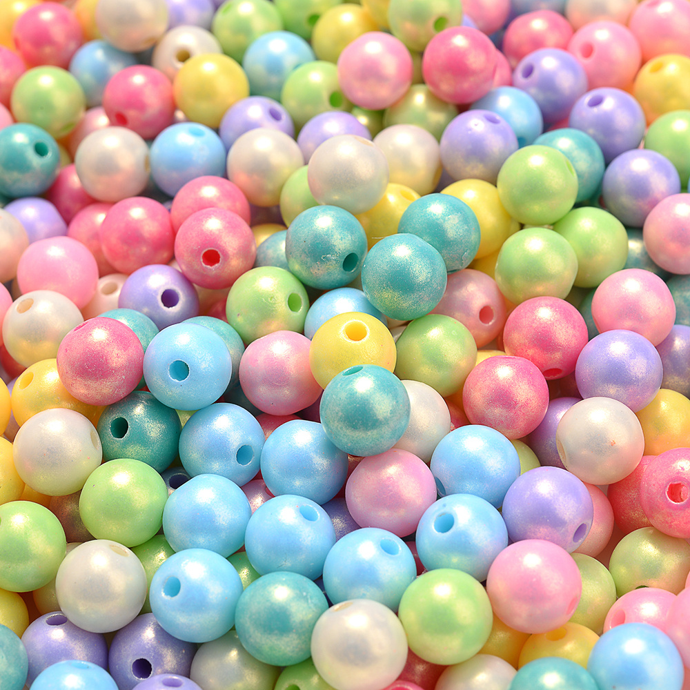 Laviesto Acrylic Bead,Acrylic Round Loose Beads, 400 Pcs 10mm Acrylic Opaque Pastel Colors Beads with Crystal String for Bracelets Necklaces Jewelry