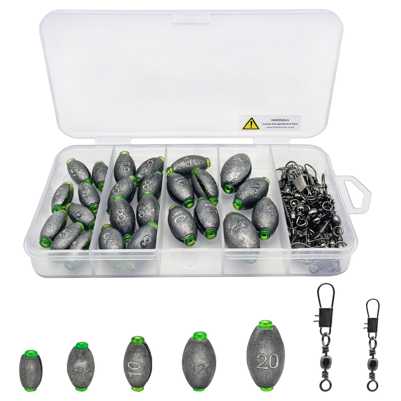 50pcs Assorted Fishing Weights Set - Sinkers, Cannonballs & Pencil Drop  Shot Weights - Removable Rubber Core Weights For Saltwater & Freshwater  Fishin