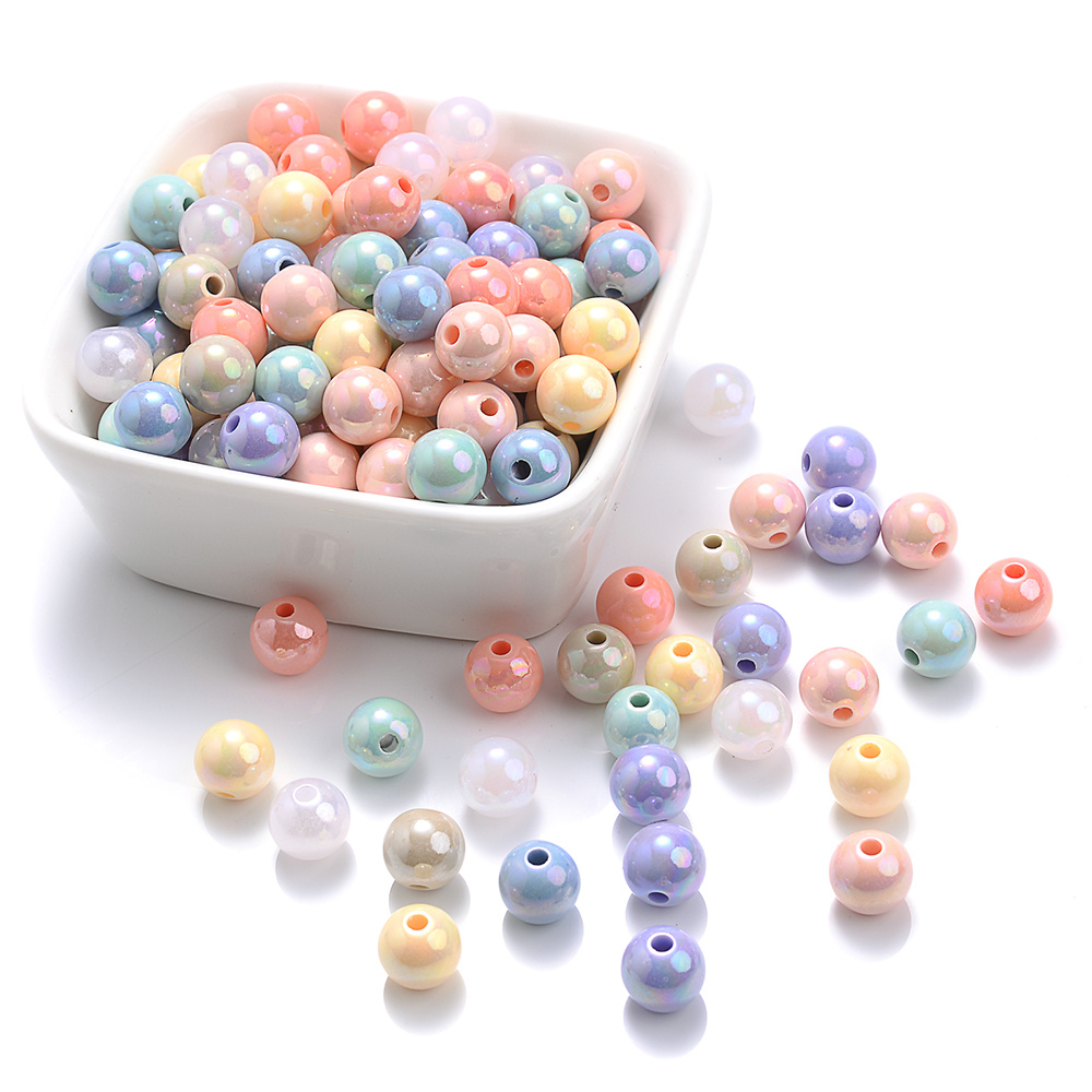 Ab Candy Color Acrylic Round Pastel Beads Assorted - Temu