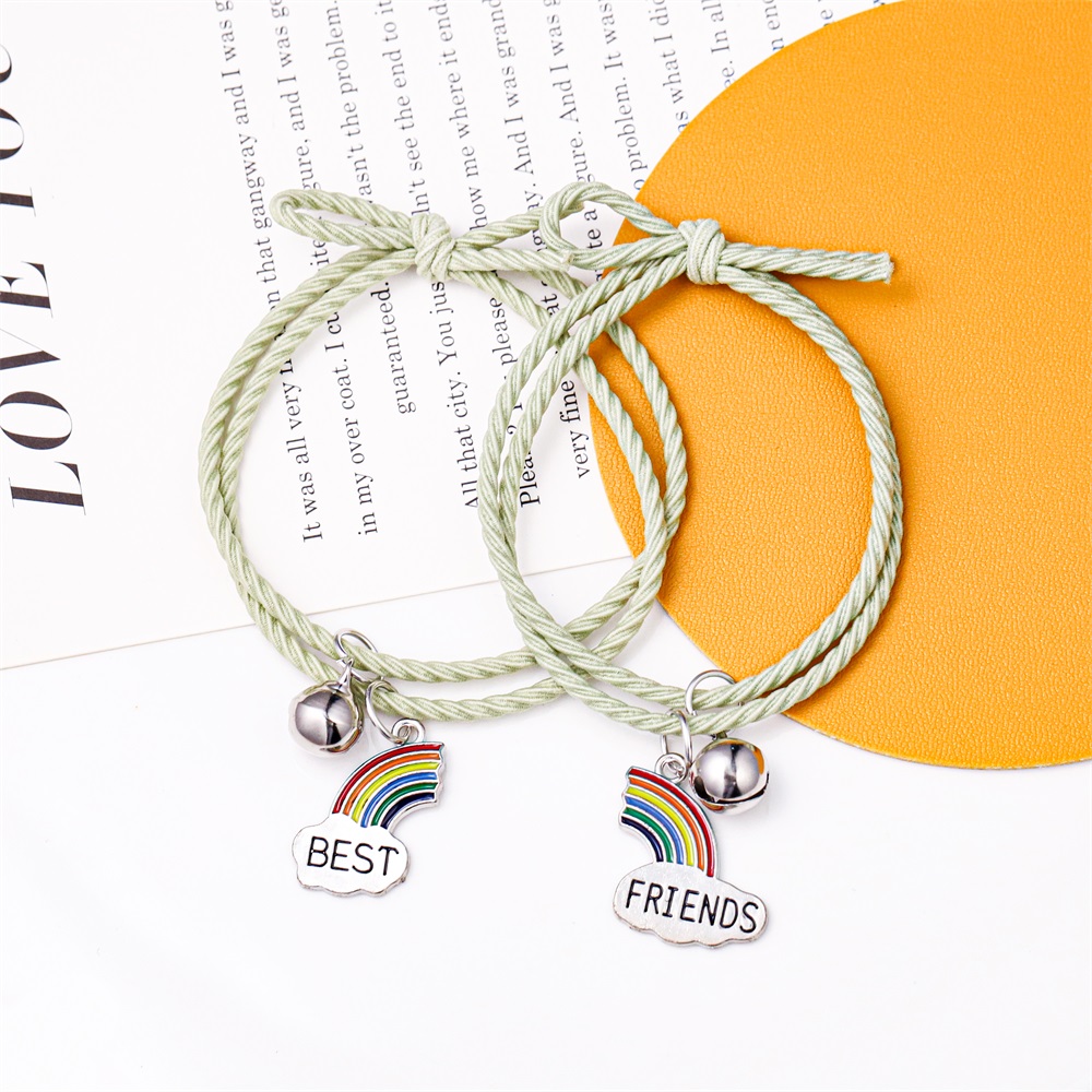 Astronauts Rainbow Pendant Hair Tie Couples Bracelet