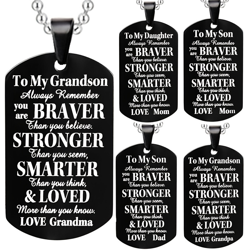 1pc Family Gift Stainless Steel Tag Pendant Necklace, Parents Grandparents Uncle Aunt Gift Ornaments For Juniors