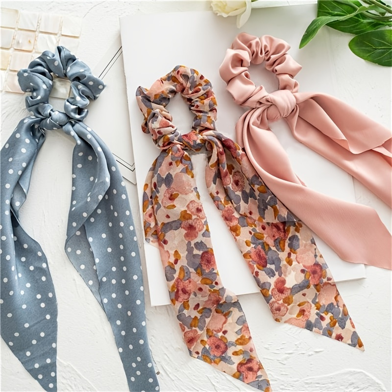 Elegant Printed Skinny Scarf Polka Dot Heart Pattern Satin Neckerchief  Imitation Silk Twilly Scarf Classic Hair Ribbon For Women - Temu