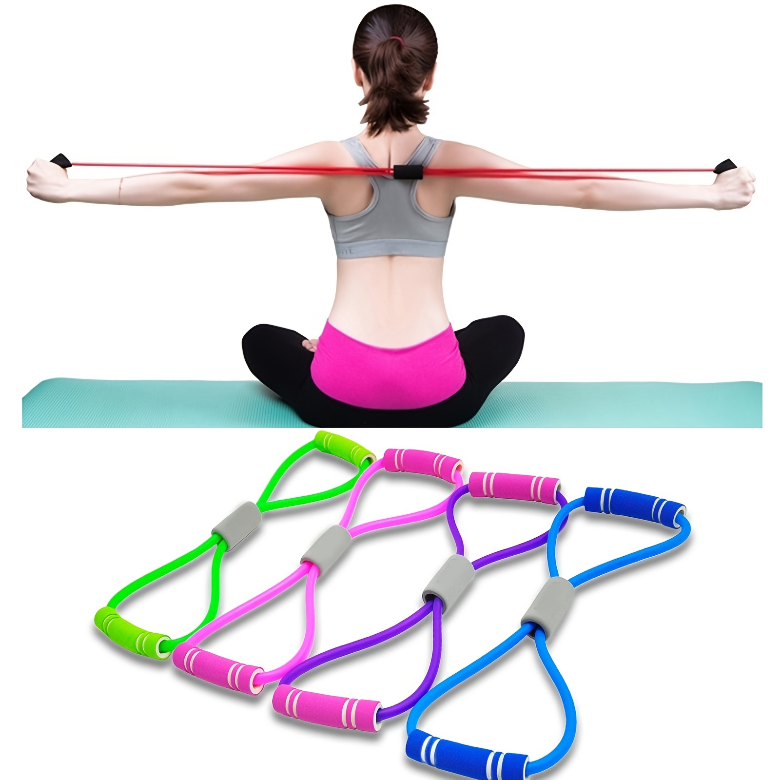 8-Shaped Resistance Bands for Home Workout and Physical Therapy - Stretch Fitness Band for Chest, Arms, and Shoulders - Strength Training and Pull Rope Exercise Equipment