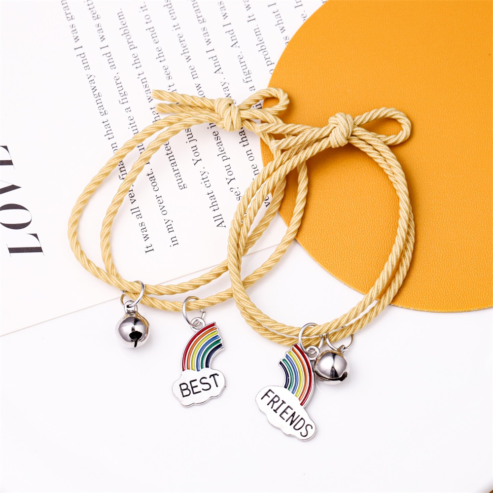 Astronauts Rainbow Pendant Hair Tie Couples Bracelet